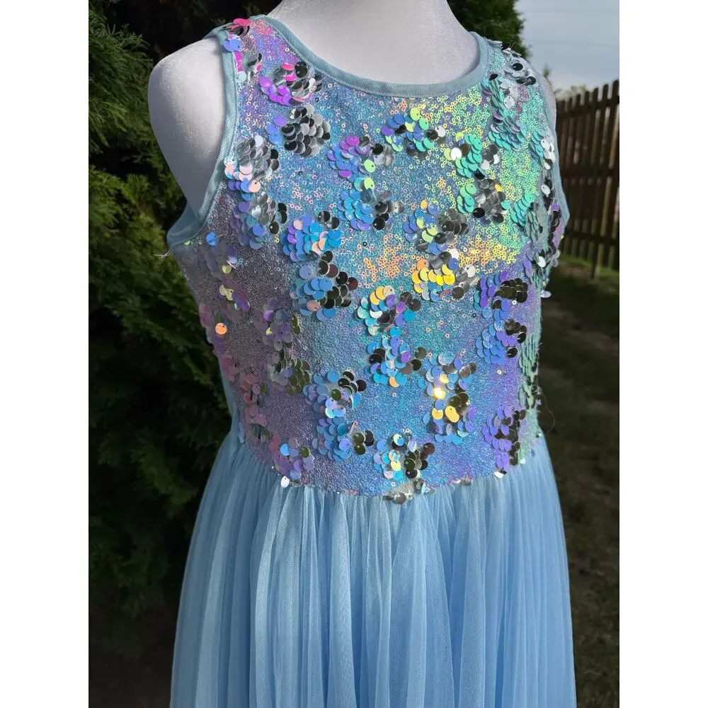 Justice Girls Blue Sparkle Dress Size 16 Plus